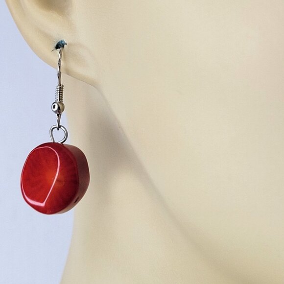 Mini Red Coral Earrings - Picture 2 of 6